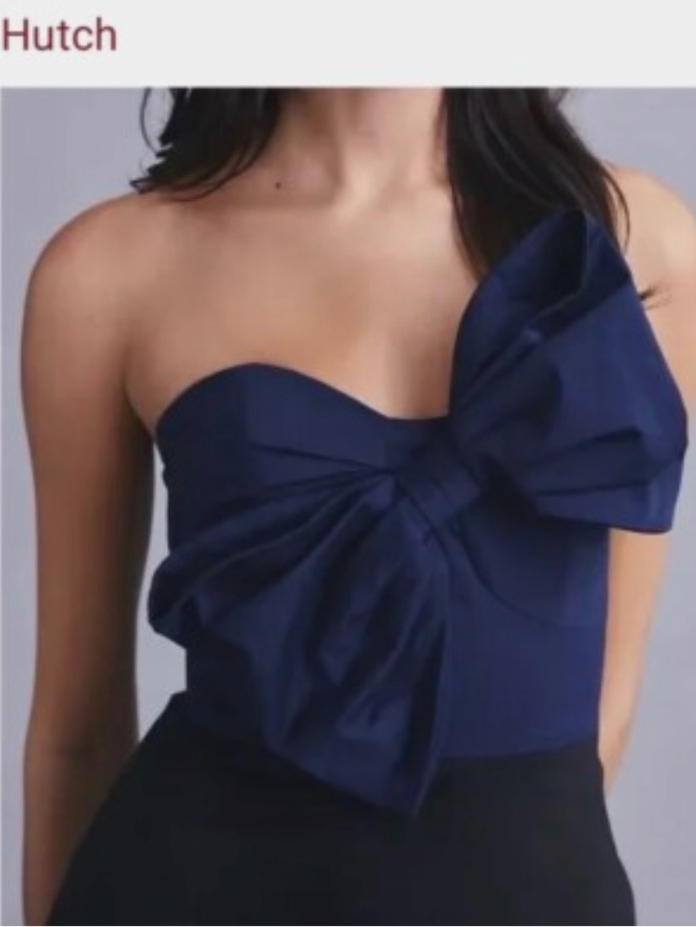 Hutch Navy One-Shoulder Bow Detail Women's Top